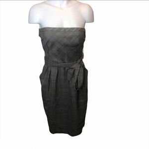 Lida Baday Wool Plaid Strapless Dress Size 4 Academia Business Casual Office 4